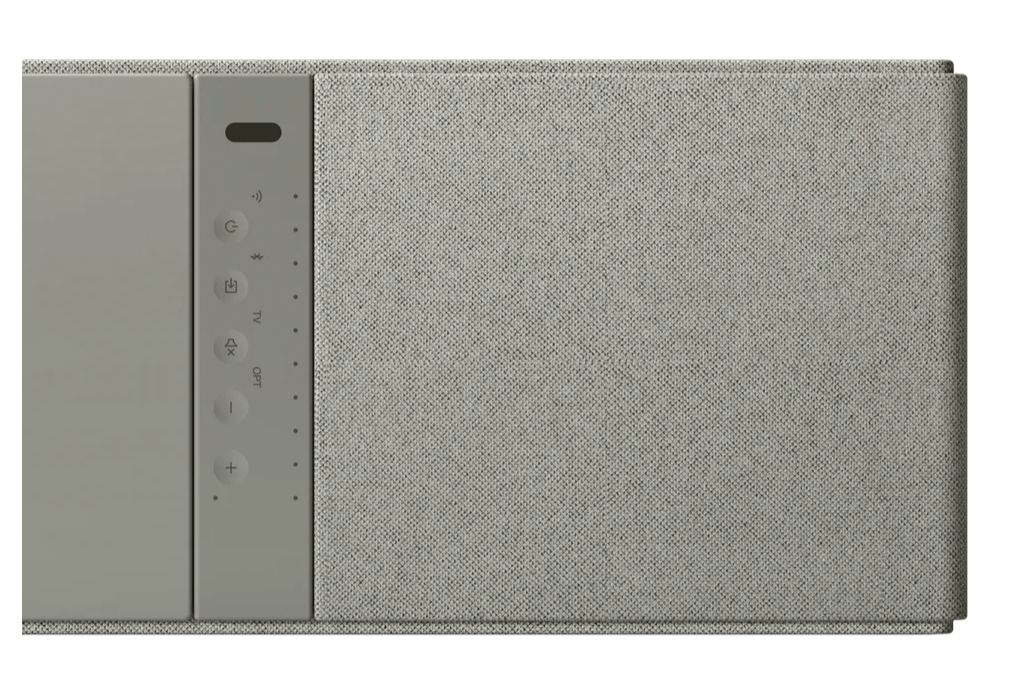 KEF XIO Soundbar in Storm Grey, closeup