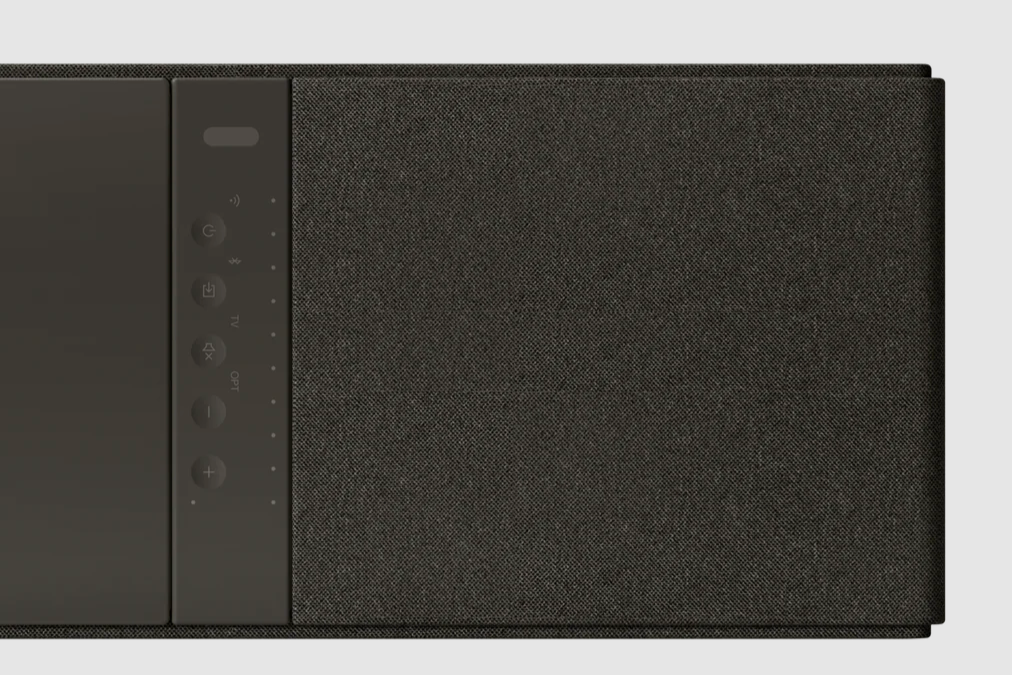 KEF XIO Soundbar in Slate black, closeup
