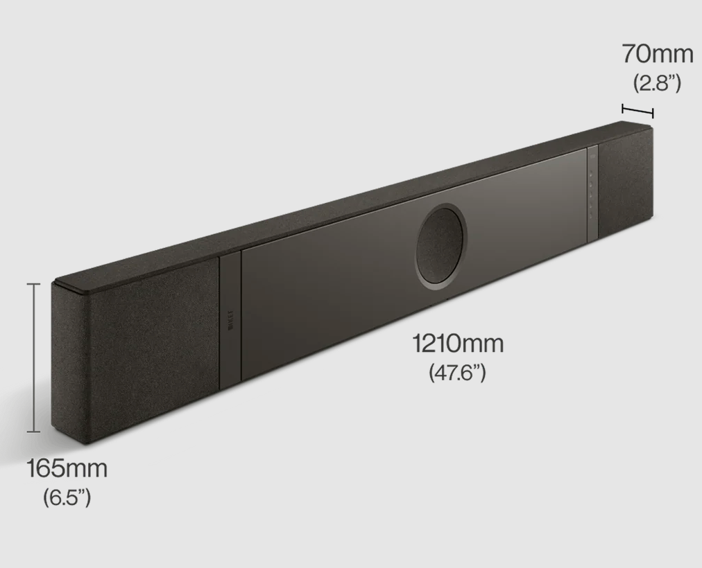 KEF XIO Soundbar in Slate black, dimensions