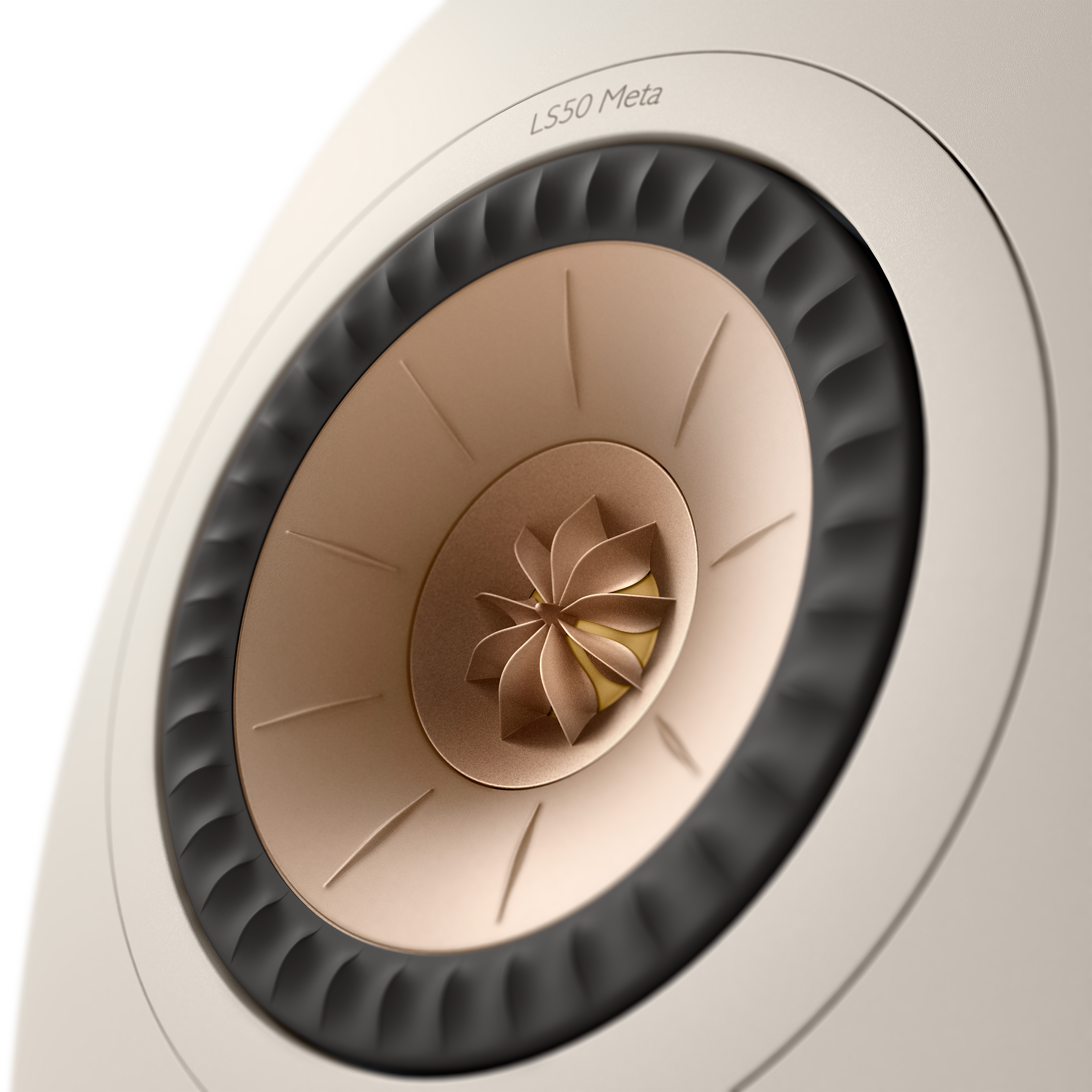 KEF LS50 Meta Passive Speakers in Sand Shell, close up of tweeter