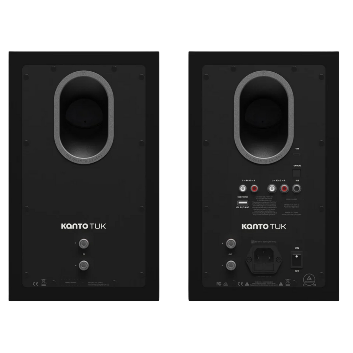 Kanto Audio TUK 2nd Generation 260W Active Speakers in Matte Black with Gunmetal, back