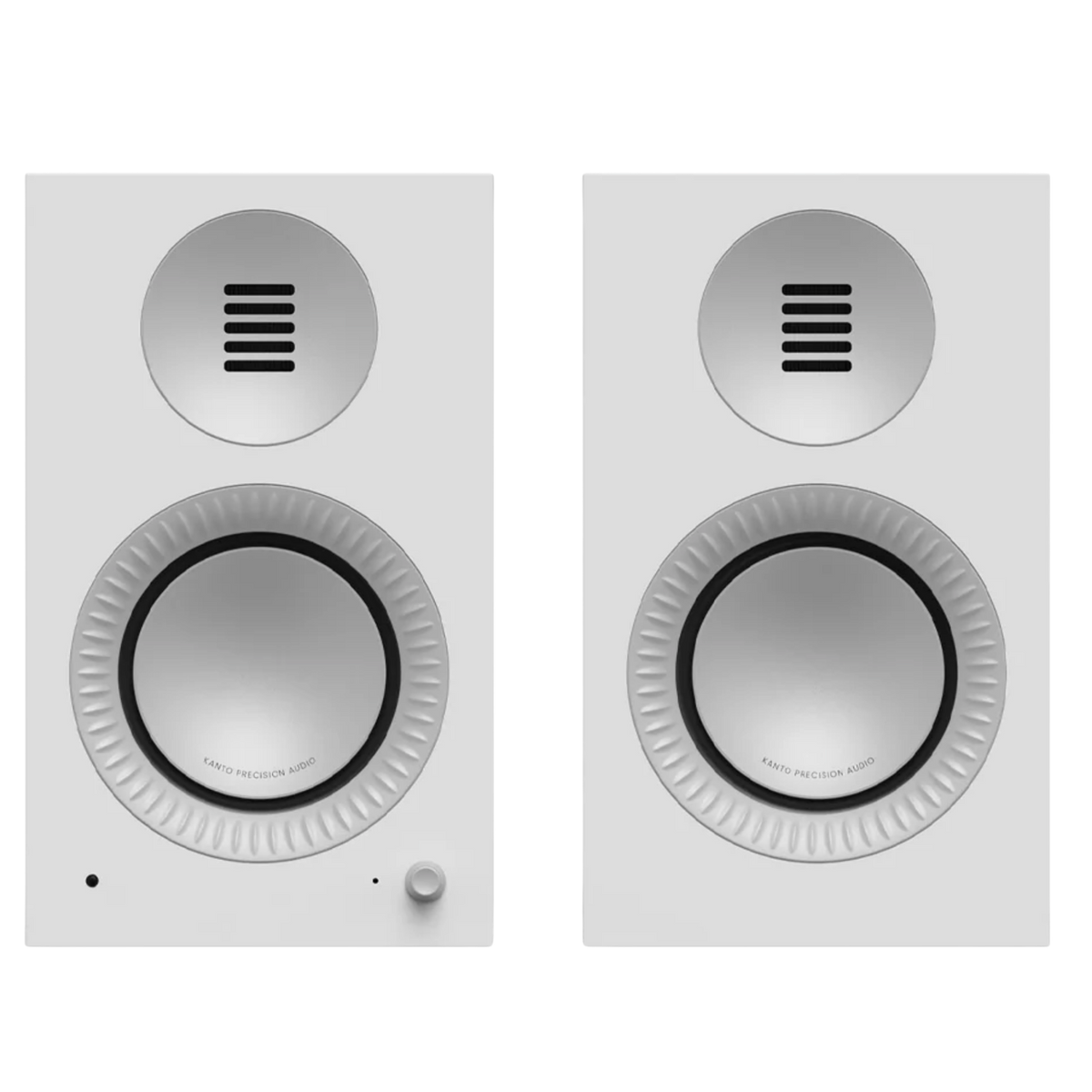 Kanto Audio TUK 2nd Generation 260W Active Speakers in Matte White with Aluminium, back 