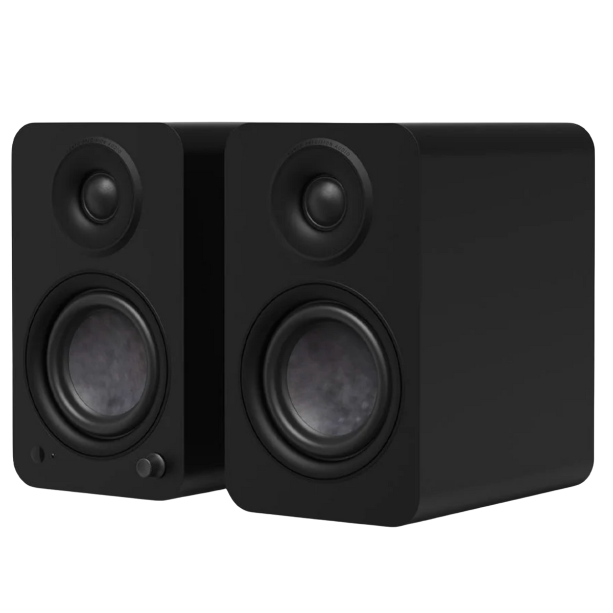 Kanto Audio YU4 2nd Generation 160W Active Speakers in Matte Black, angled