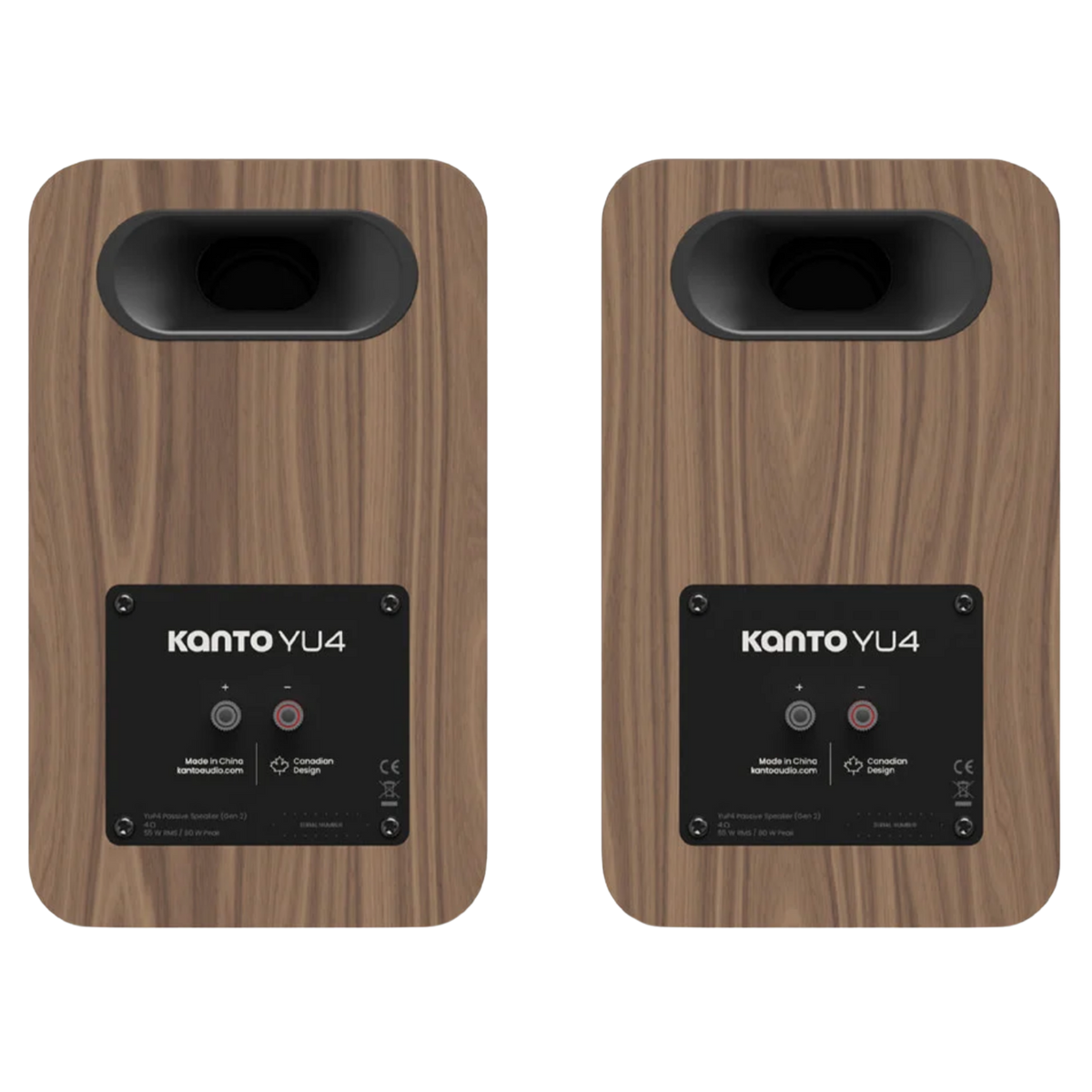 Kanto Audio YU4 2nd Generation 160W Active Speakers in Matte Walnut, back