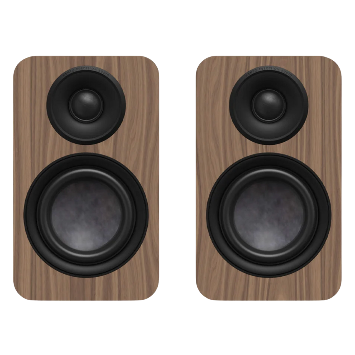 Kanto Audio YU4 2nd Generation 160W Active Speakers in Matte Walnut, front
