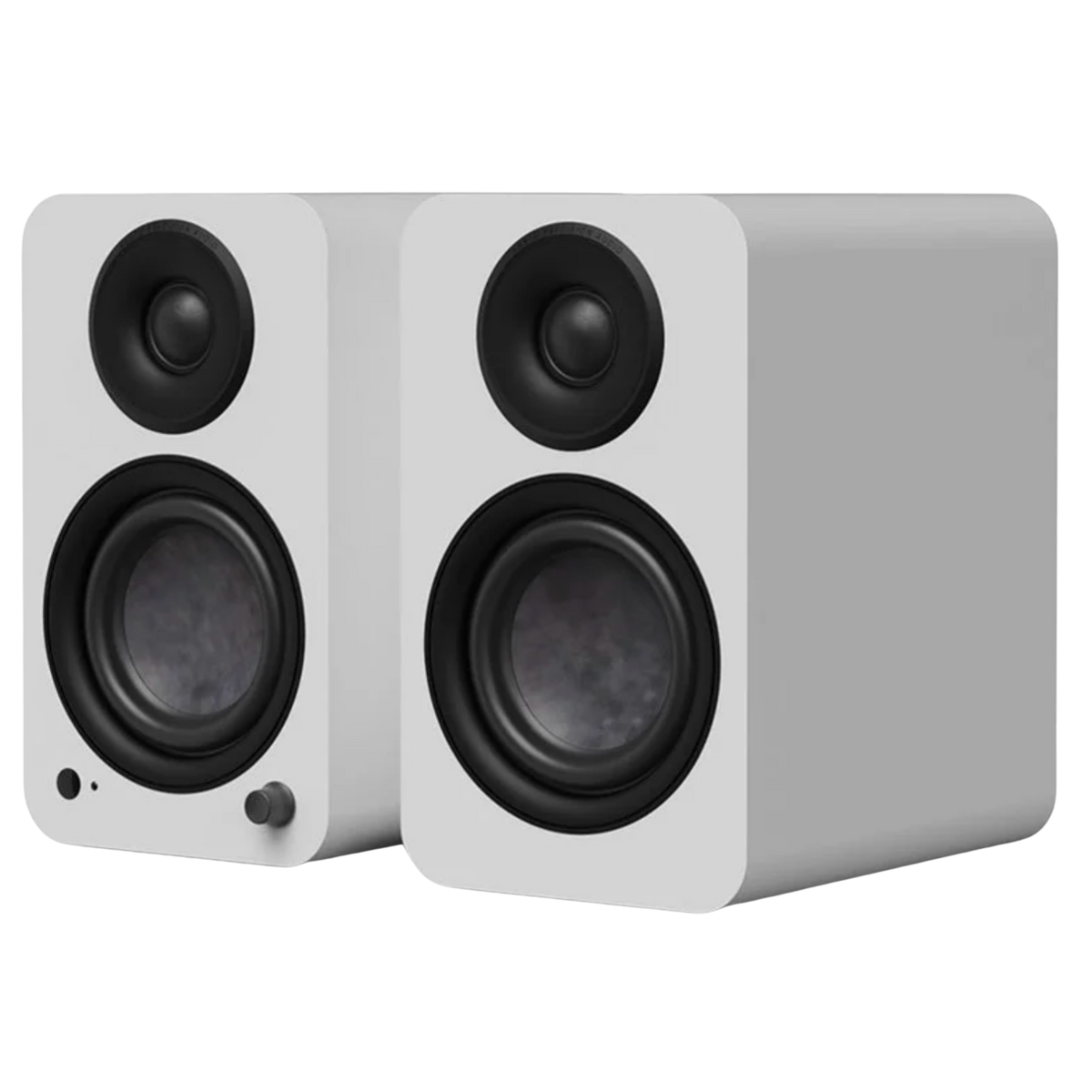 Kanto Audio YU4 2nd Generation 160W Active Speakers in Matte White, angled