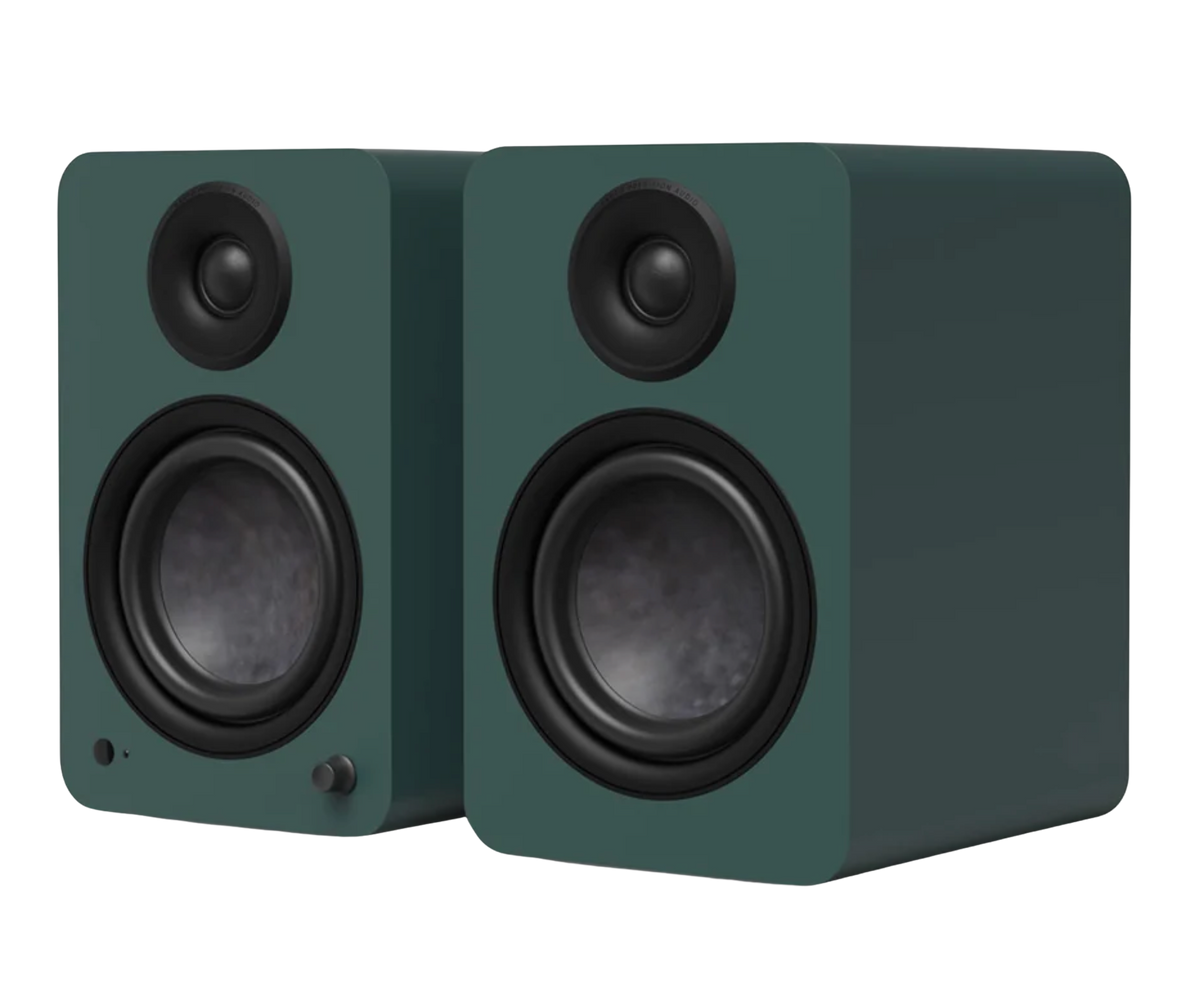 Kanto Audio YU6 2nd Generation 200W Active Speakers in Green, angled