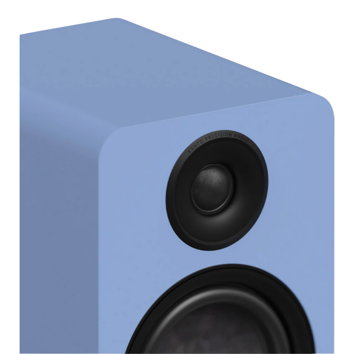 Kanto Audio YU6 2nd Generation 200W Active Speakers in Ice Blue, tweeter in closeup