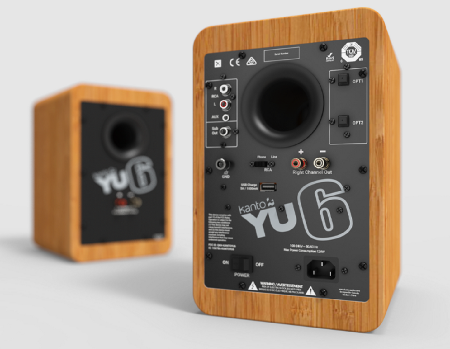 Kanto Audio Active Speakers Kanto Audio YU6 Active Speakers in Bamboo, back image