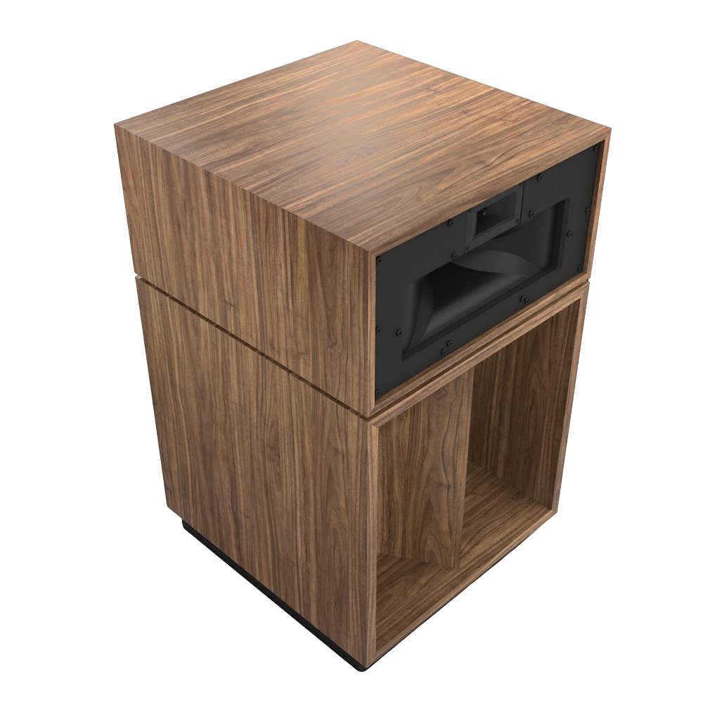 Klipsch La Scala AL6 Floorstanding Speakers in American Walnut.  Individual Speaker angled without grille