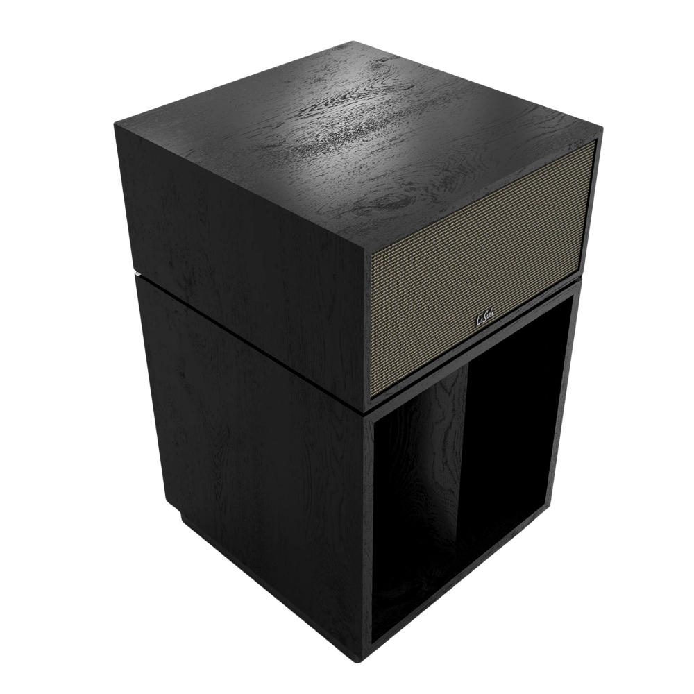 Klipsch La Scala AL6 Floorstanding Speakers in Black Ash.  Individual Speaker angled with grille
