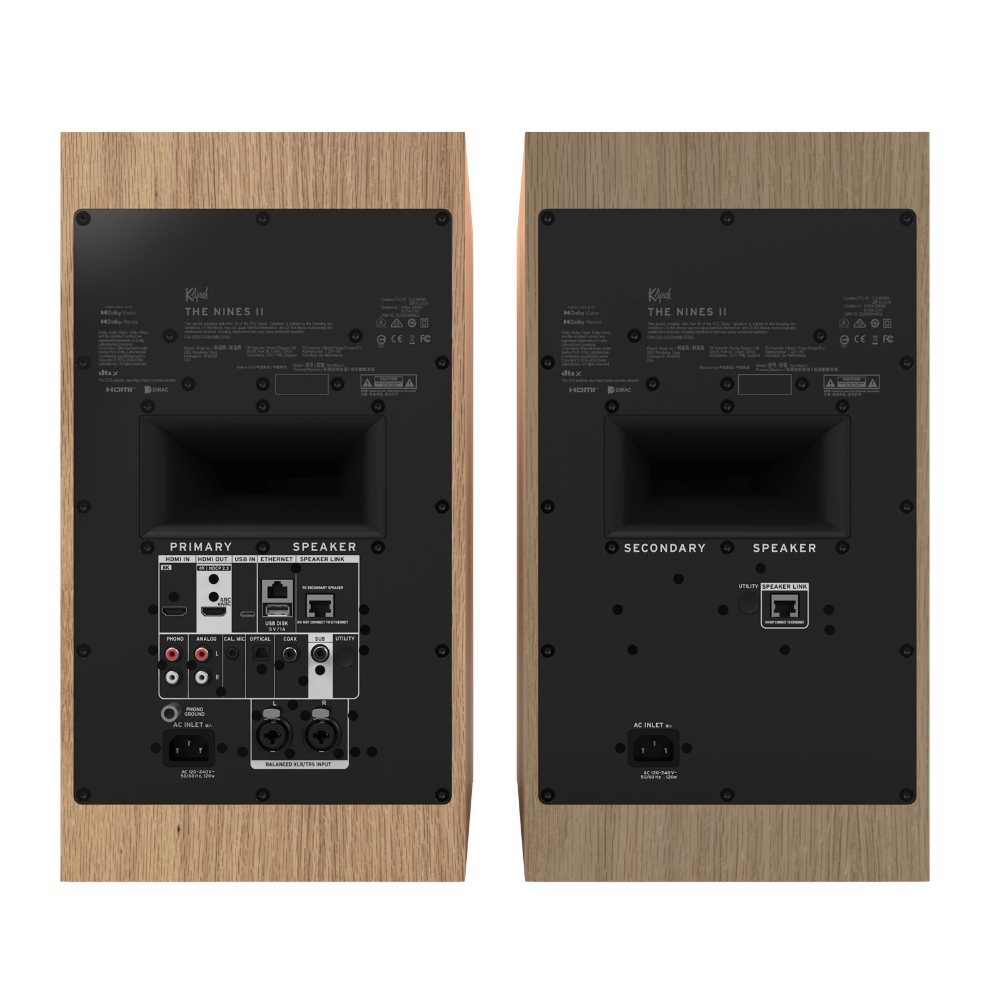 Klipsch The Nines II Powered Speakers in Red Oak, rear