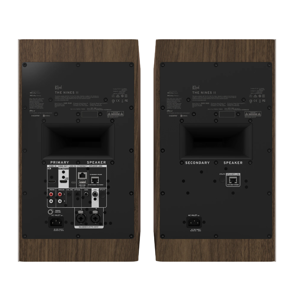 Klipsch The Nines II Powered Speakers in Walnut, back