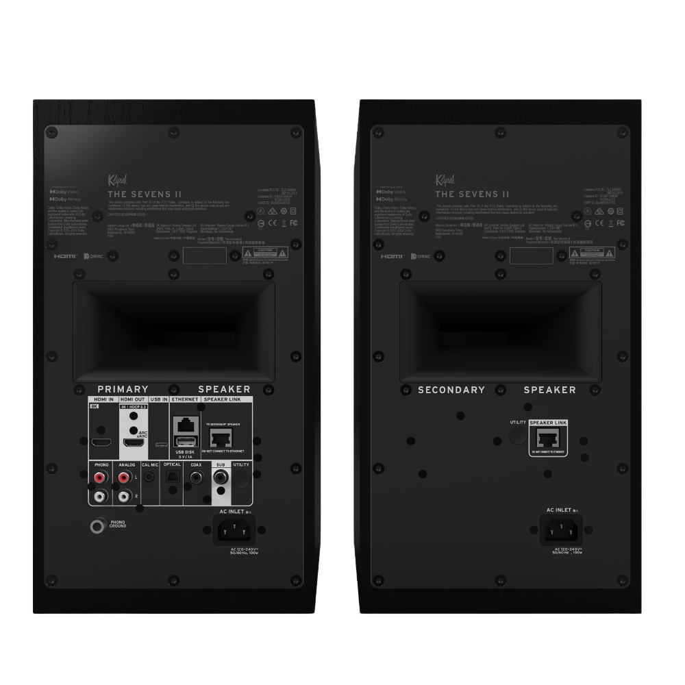 Klipsch The Sevens II Powered Speaker Pair in Ebony, rear 