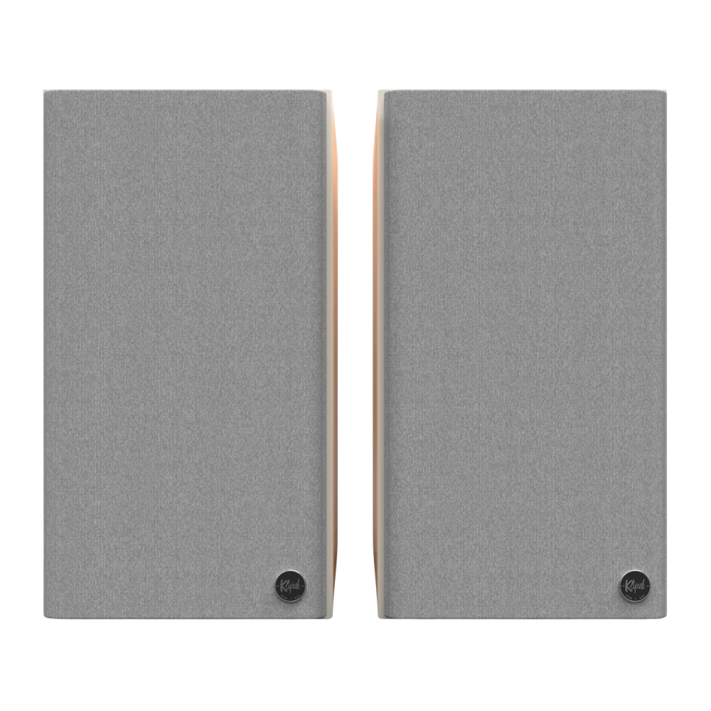 Klipsch The Sevens II Powered Speaker Pair in Red Oak, front with grille