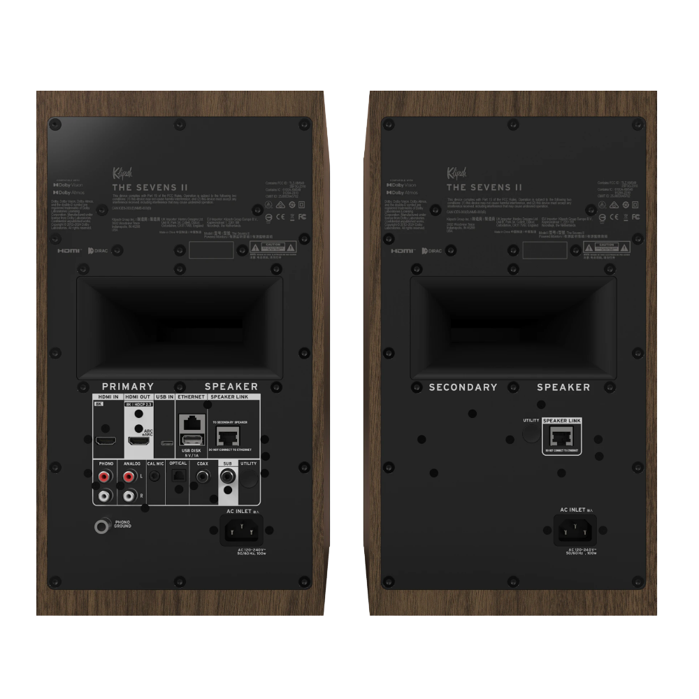 Klipsch The Sevens II Powered Speaker Pair in Walnut, rear 