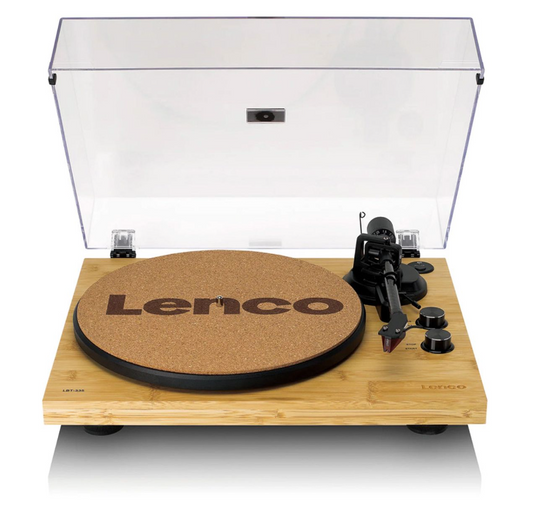 Lenco LBT-335 Bluetooth Turntable front with dust cover open