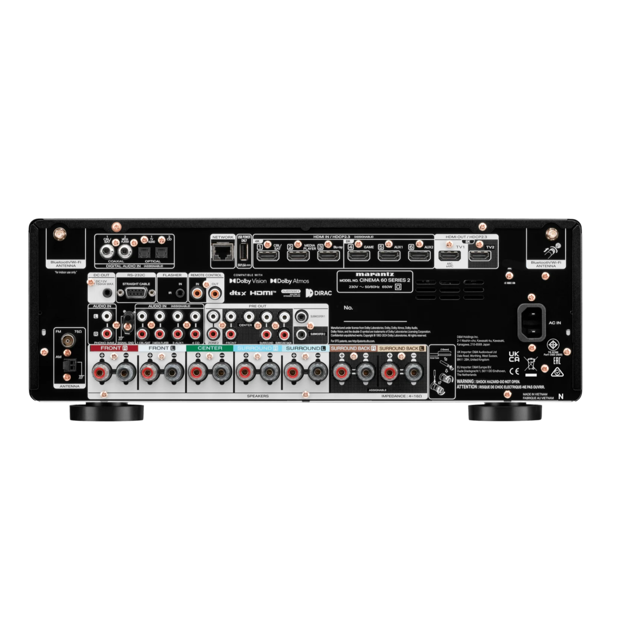  Marantz Cinema 60 Series 2 AV Receiver in Black, rear