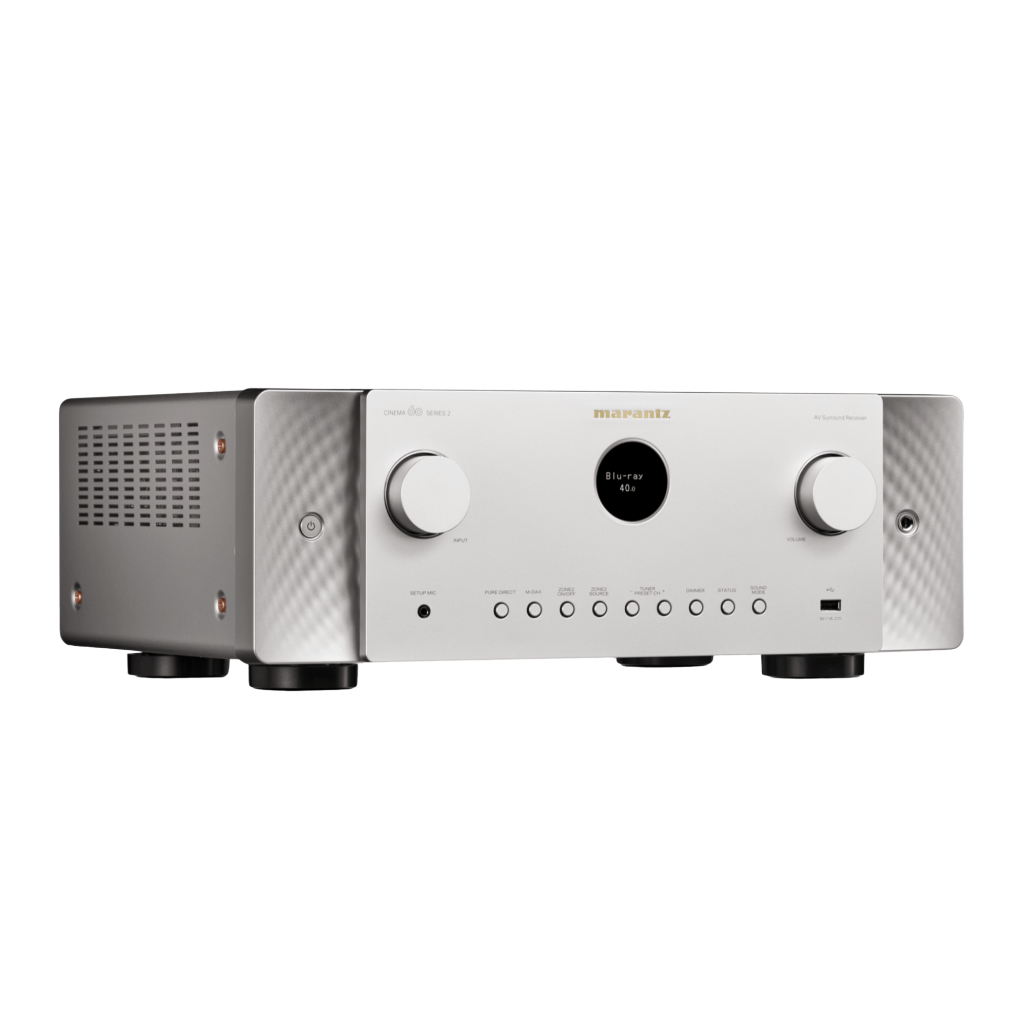  Marantz Cinema 60 Series 2 AV Receiver in Silver, angled to the right
