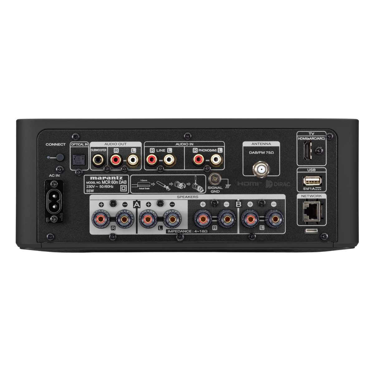 Marantz MCR 60n DAB black, back of unit