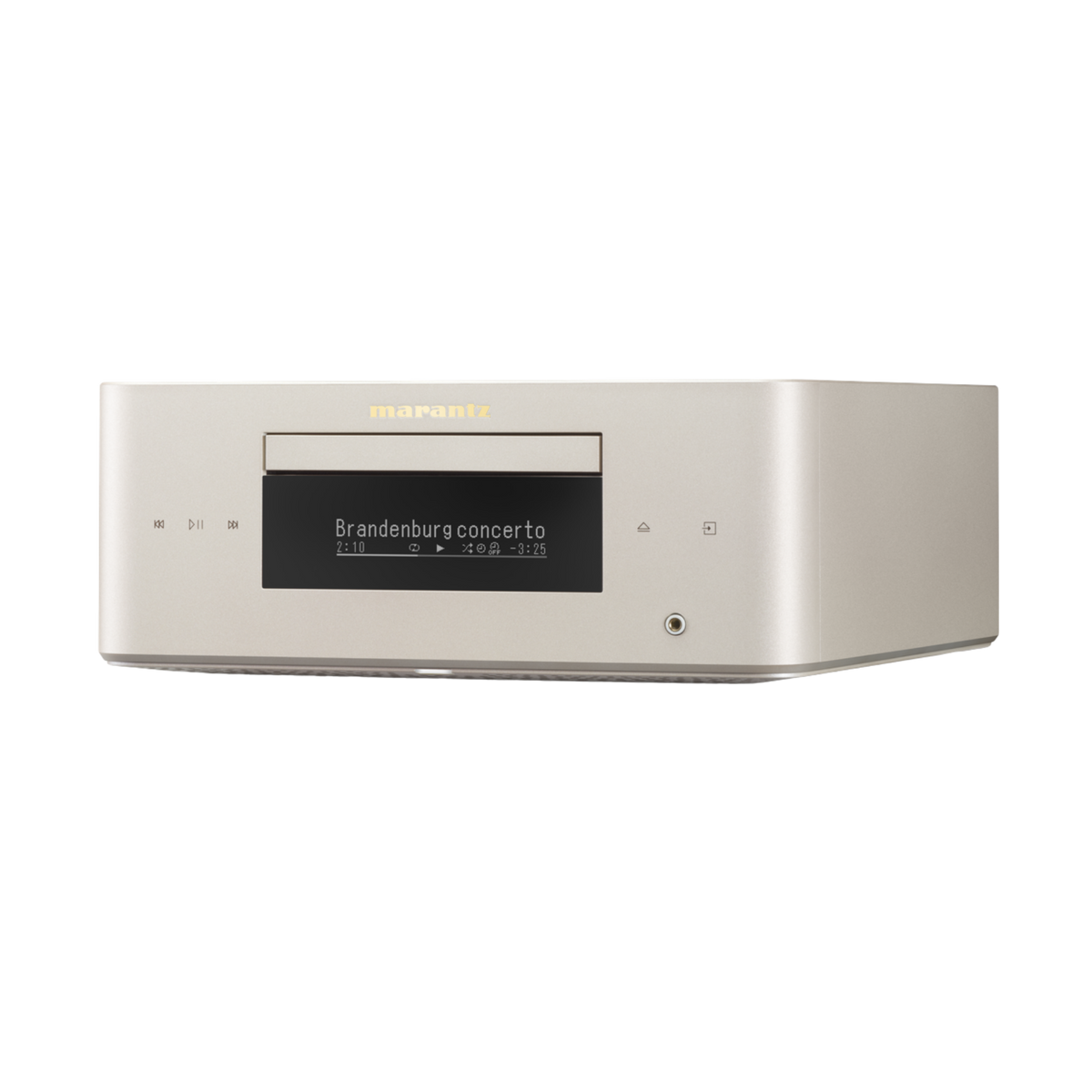 Marantz MCR 60n DAB in Champagne Gold, angled to the left