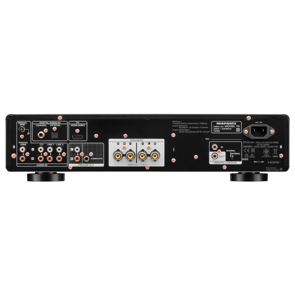 Marantz Model 70 Integrated Amplifier in Black, back of amplifier