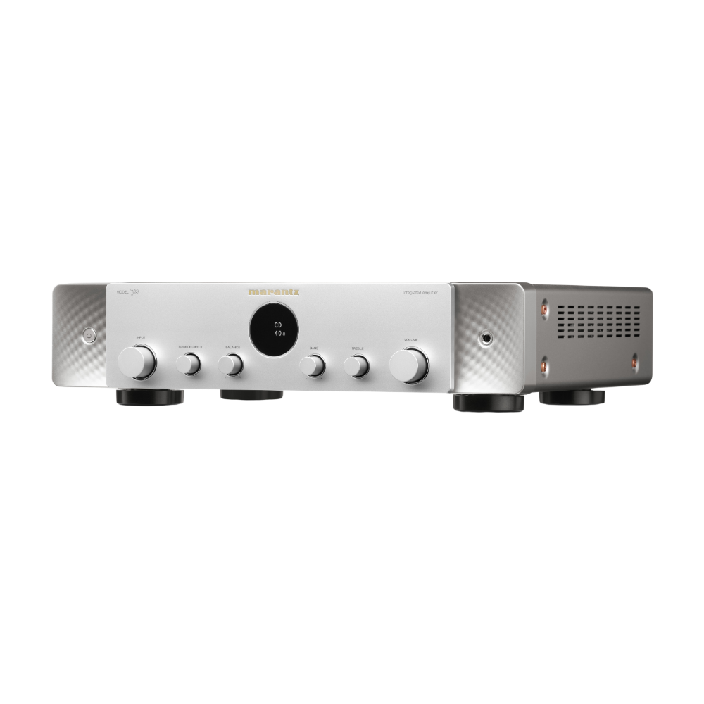 Marantz Model 70 Integrated Amplifier in Silver/Gold, angled to the left
