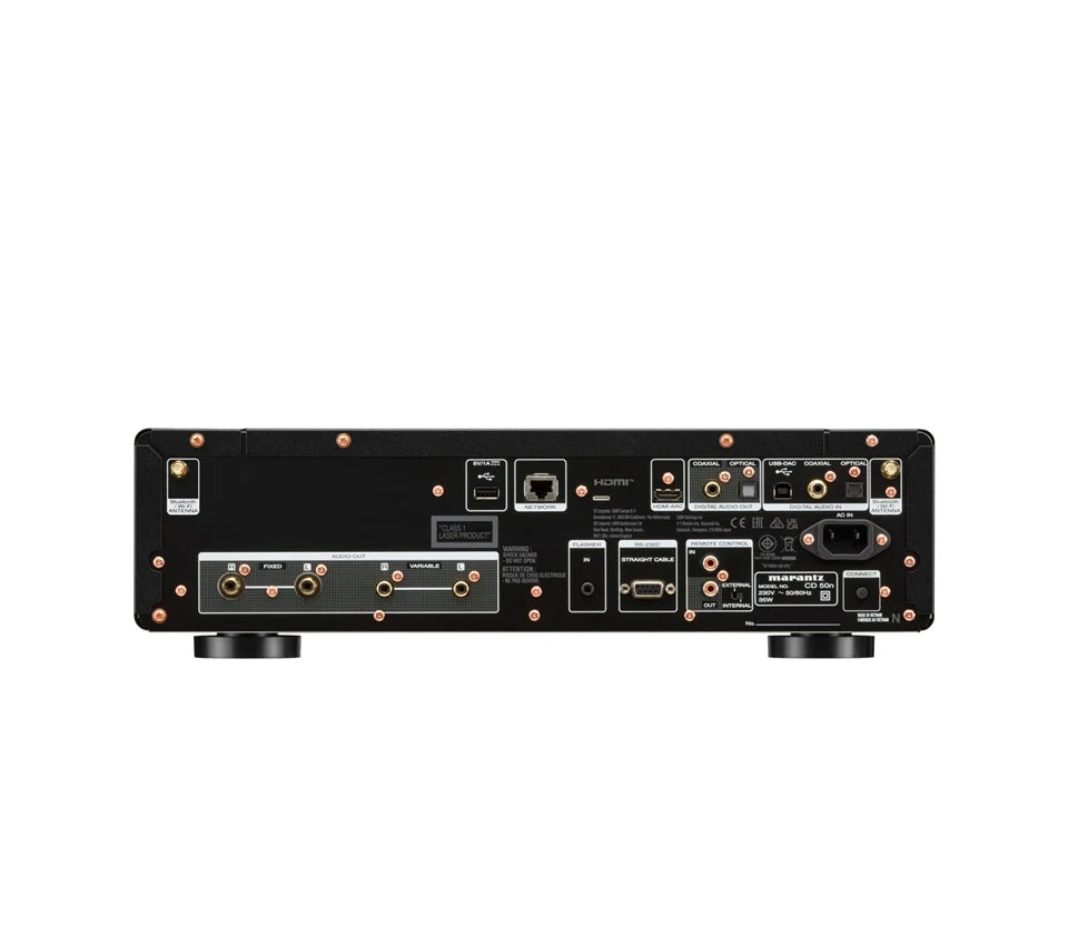 Marantz CD50N in black.  Rear panel view