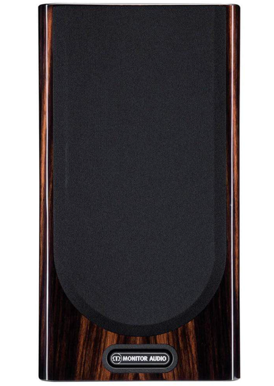 Monitor Audio Gold 100 5G Bookshelf Speakers In Piano Black, Front with Grille