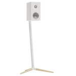Monitor Audio Radius Floor Stand (4G) Speaker Stands in White, individual stand, with Radius 3 (4G) Speaker mounted