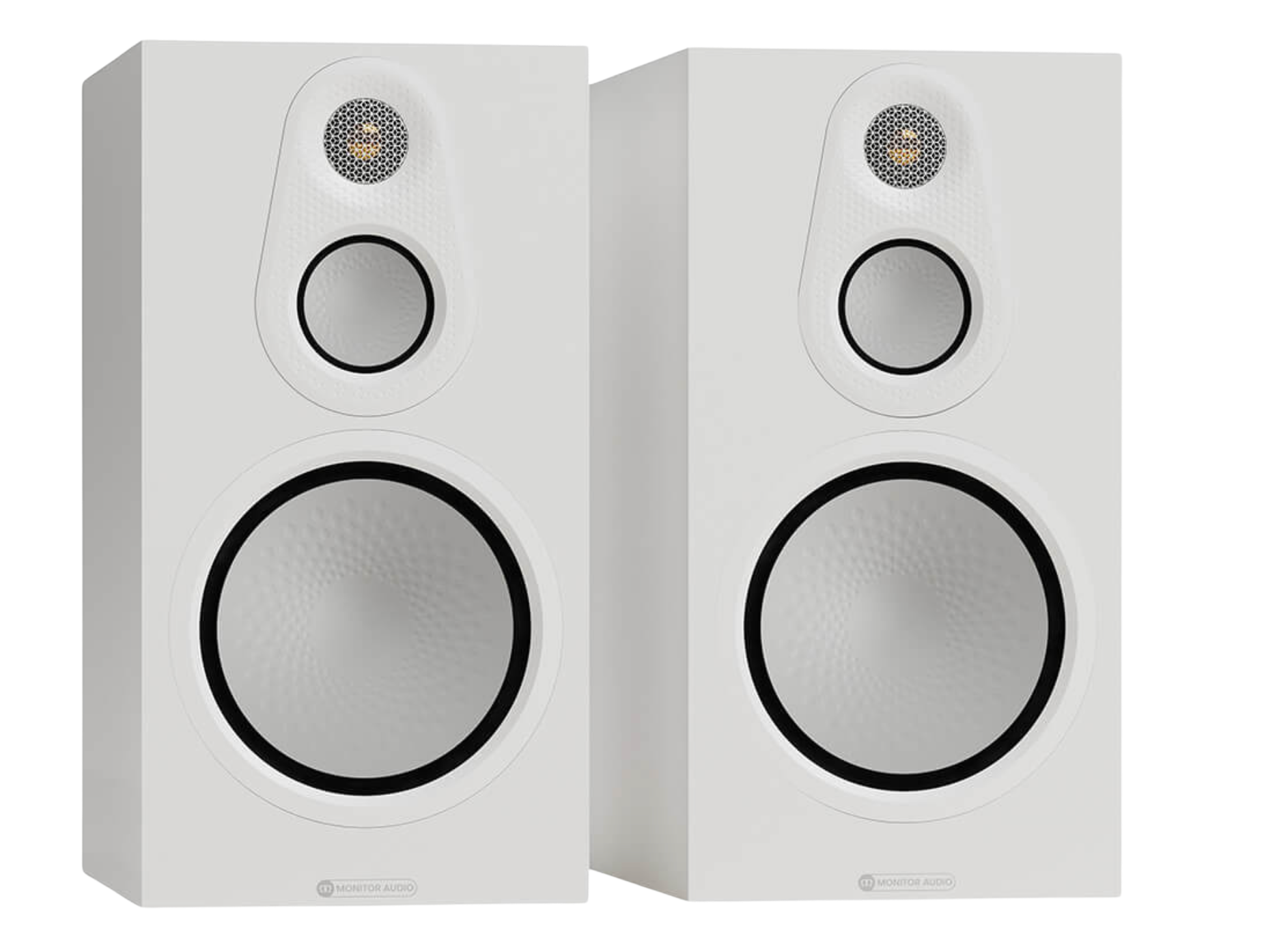 Monitor Audio Silver 100 8G Standmount Speakers  in Satin White without grilles