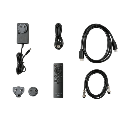 Onkyo GX-10DB Powered Speakers in Black, accessories