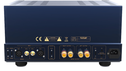 PrimaLuna EVO 300 Hybrid Power Amplifier in Silver, rear of unit