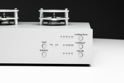 ProJect Tube Box S3 B Phono Pre-amplifier in Silver, closeup