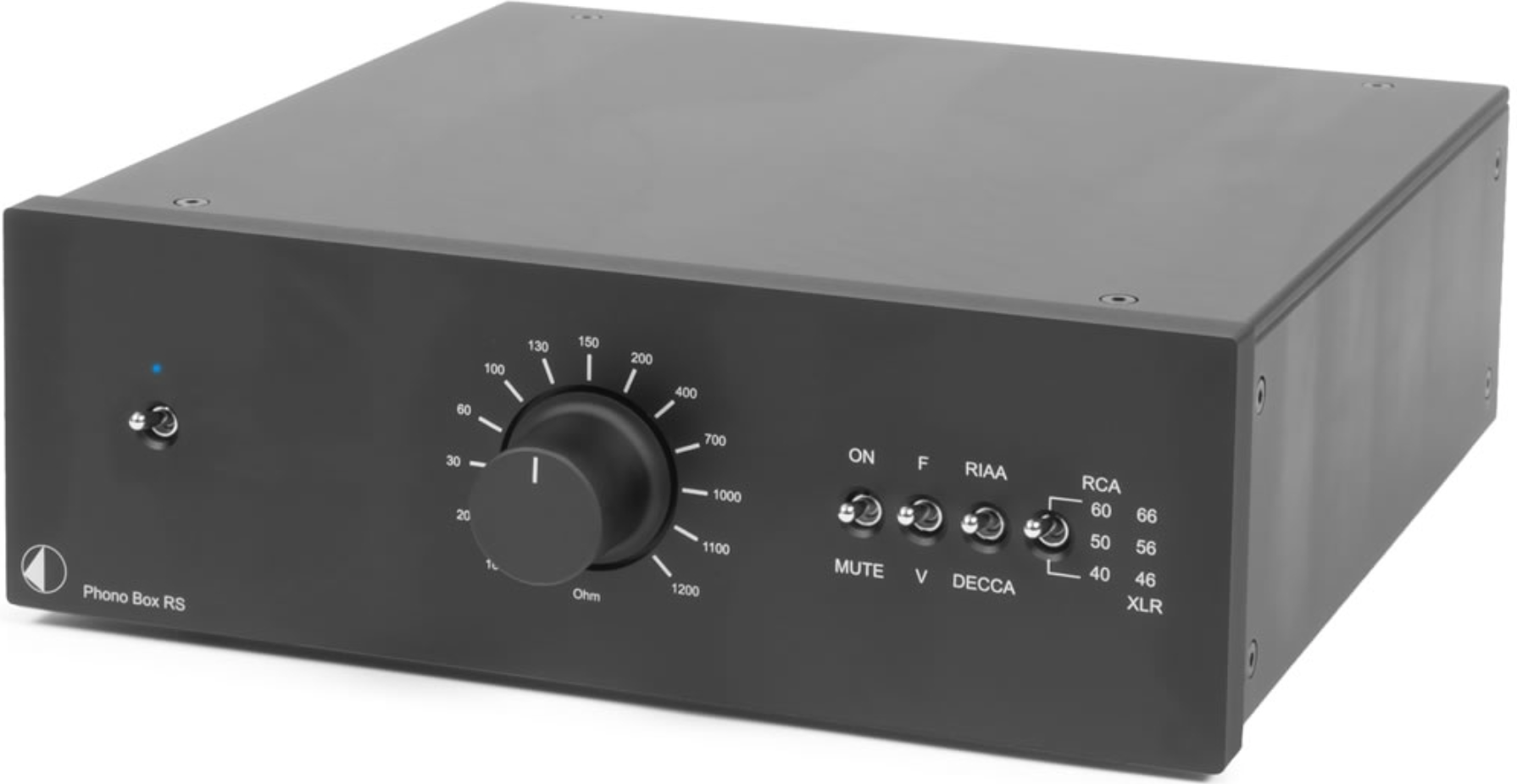 ProJect Phono Box RS Phono Preamplifier, front image of black unit