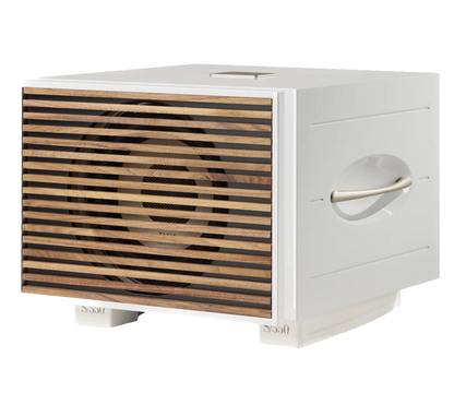 REL S/550 Subwoofer in White with wooden grille
