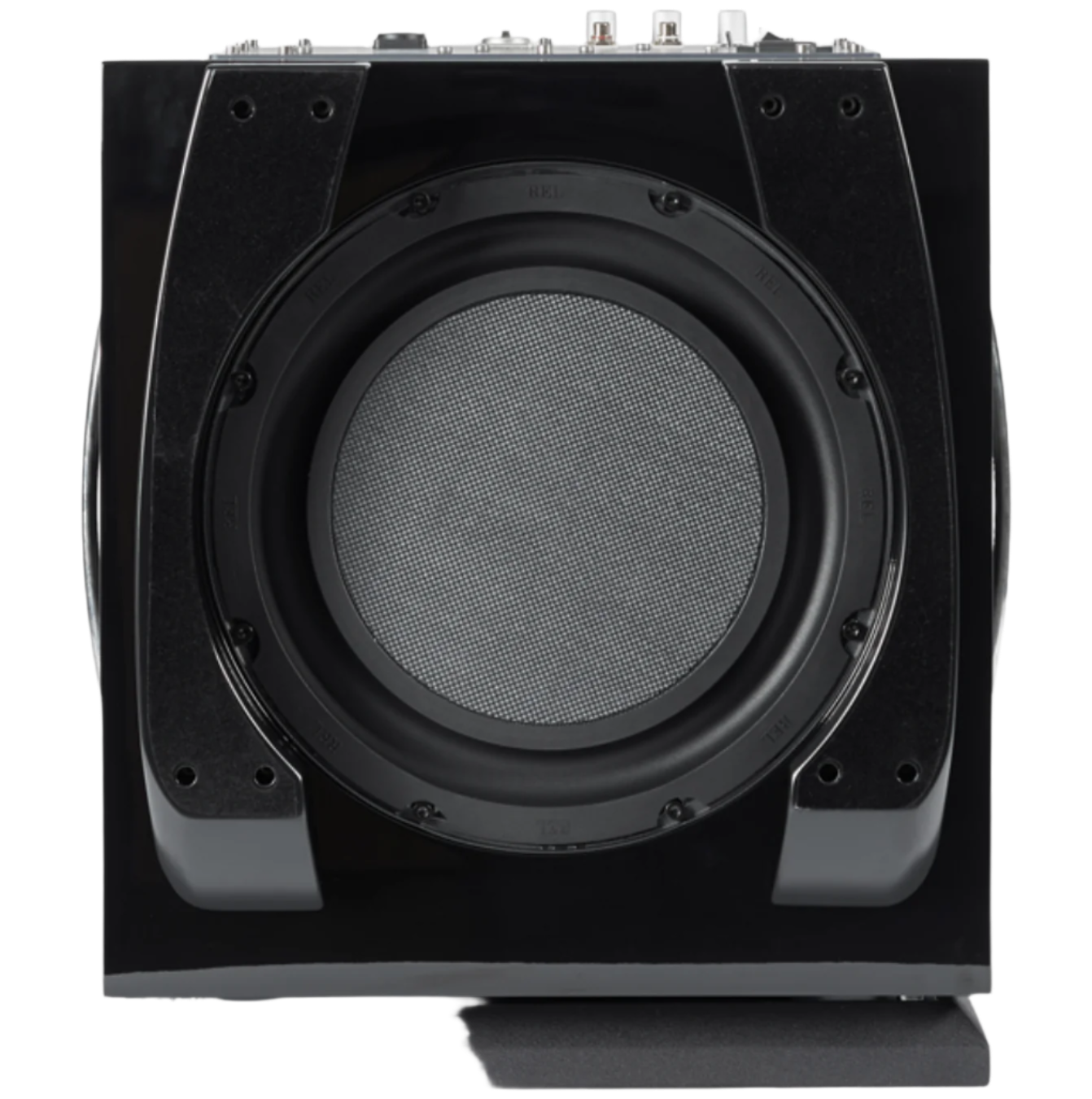 REL S/812 Subwoofer in High Gloss Black, underneath