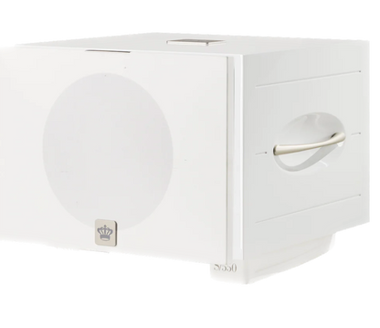 REL S/850 Subwoofer in white, with grille
