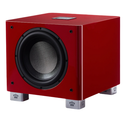 REL T/9x Subwoofer Limited Edition Italian Racing Red, angled