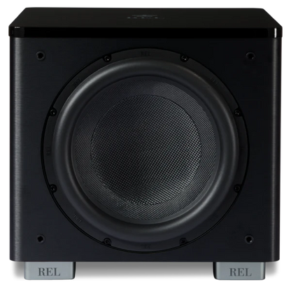 The REL Acoustics HT1205 MKII subwoofer in Black Front image, no grille