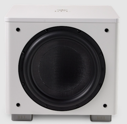 REL Acoustics HT/1510 Predator  II subwoofer in White, front view without grille