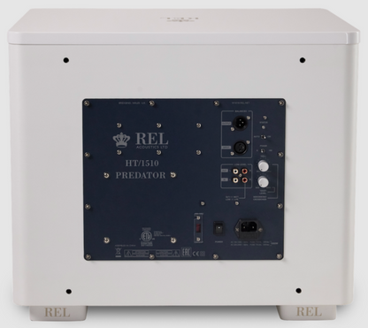 REL Acoustics HT/1510 Predator  II subwoofer in White, rear view 