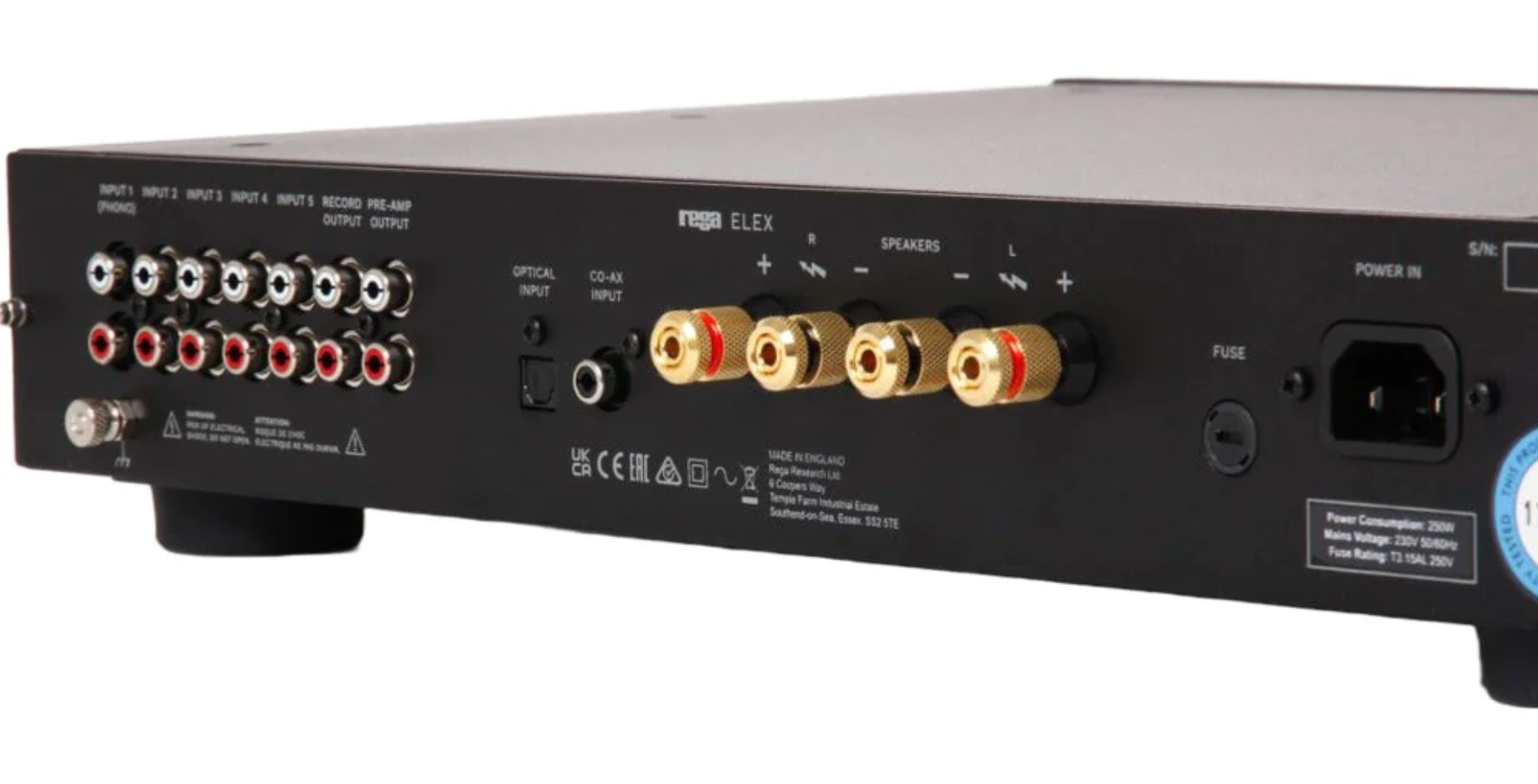Rega Elex R MK4 Integrated Amplifier. Back closeup image