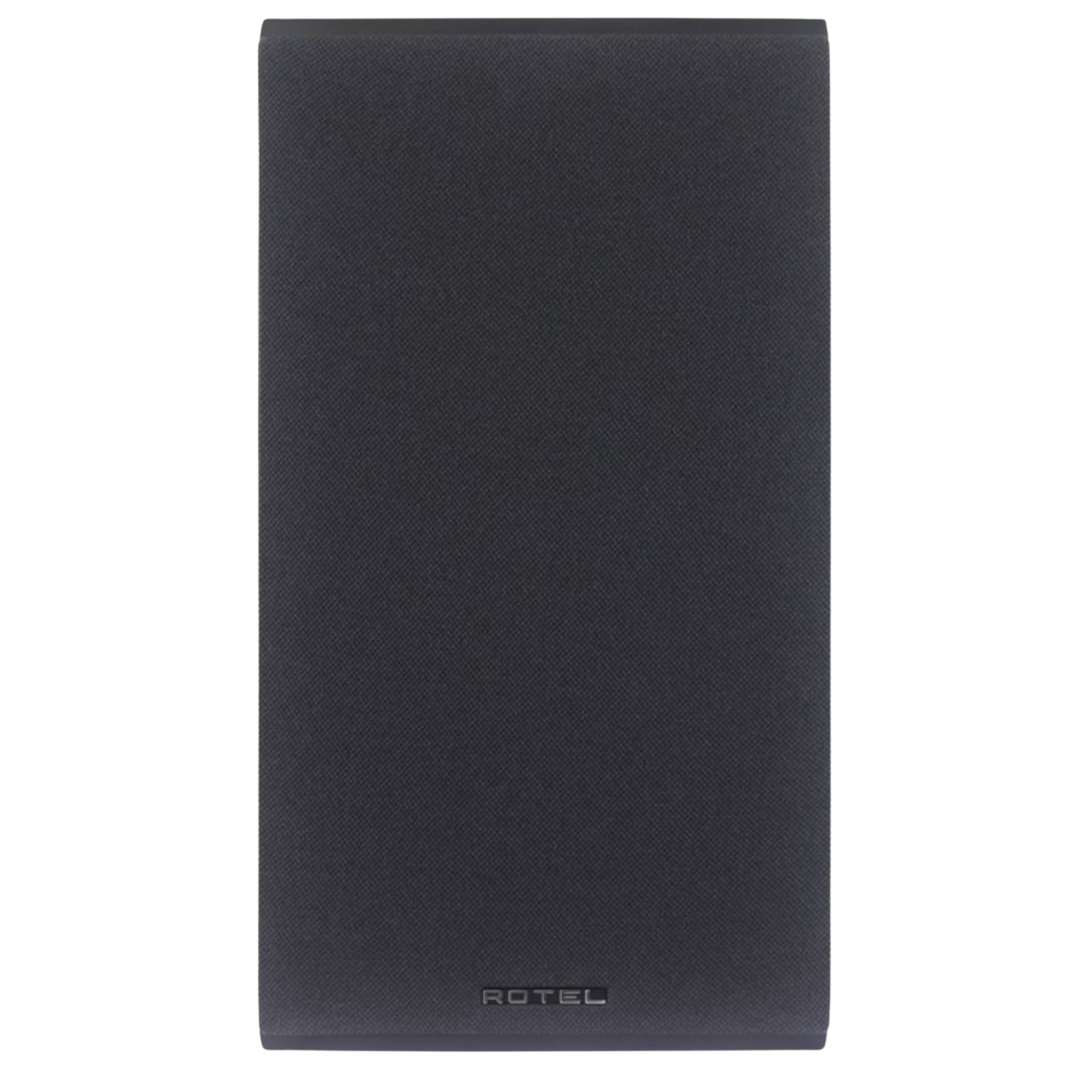 Rotel Amora 5 Bookshelf Speakers.  Front of individual speaker in Black shown, with grille