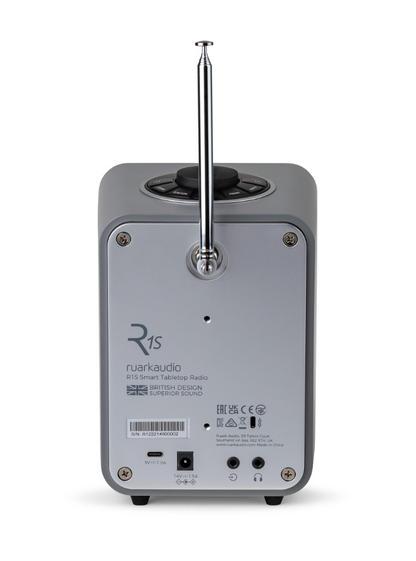 Ruark Audio R1S Smart Radio in soft Grey rear of unit