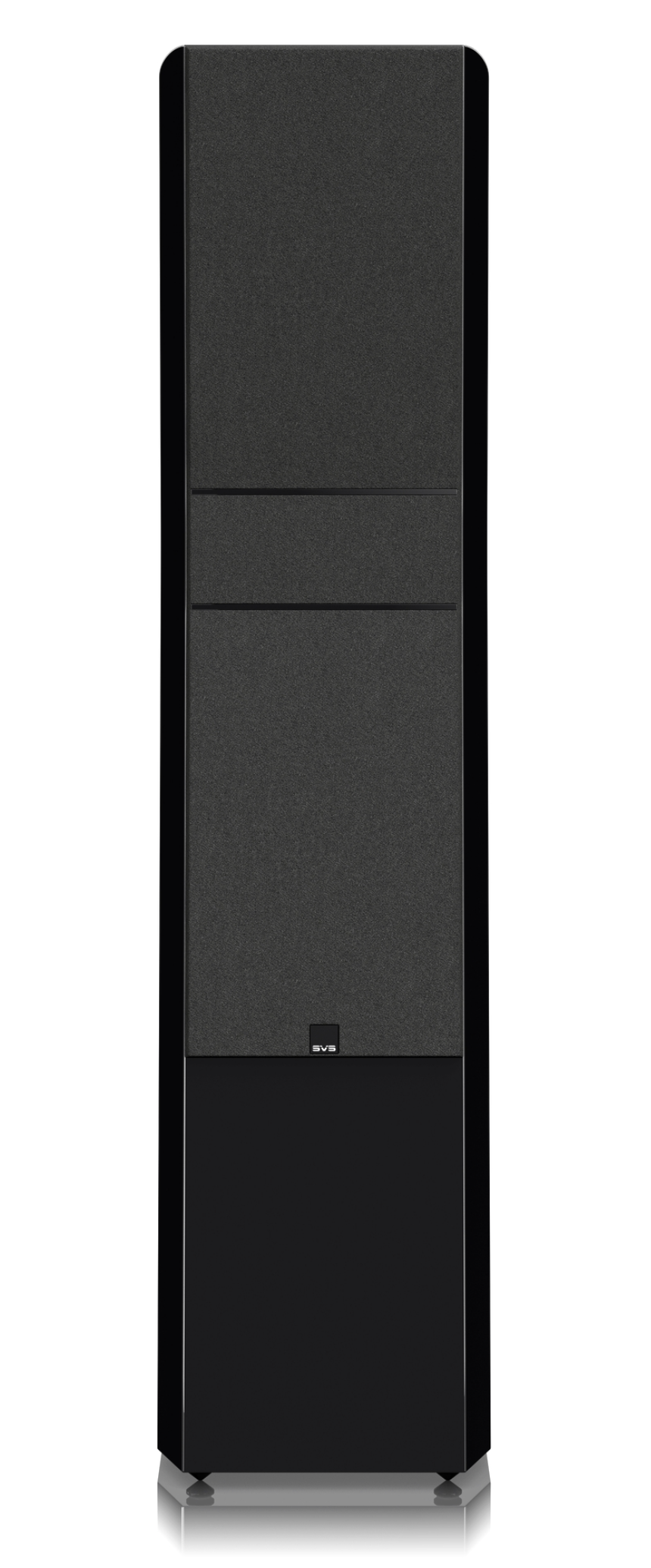 SVS Ultra Evolution Pinnacle Floorstanding Speaker, in Piano Black Gloss, individual with grille