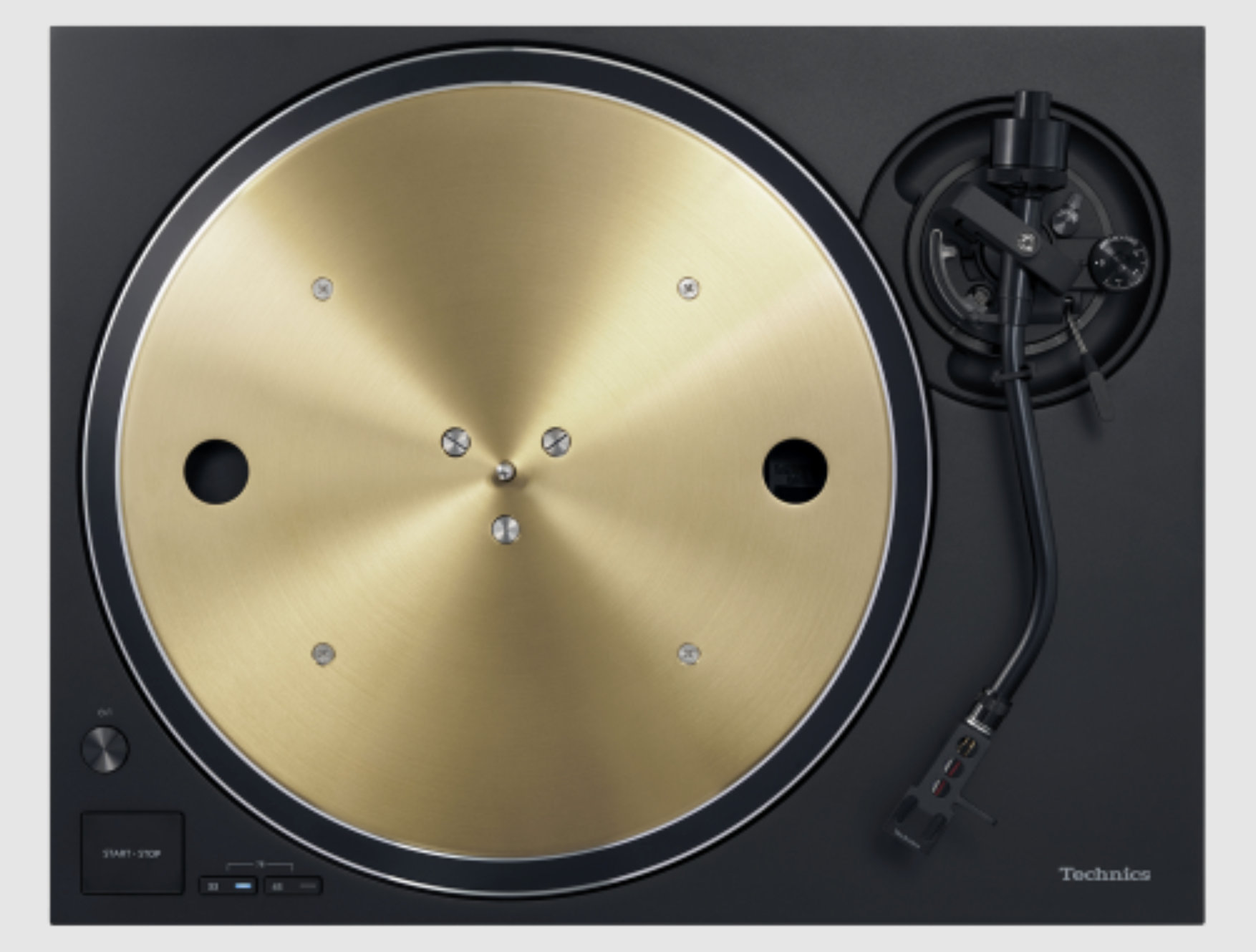 Technics SL-1300G Grand Class Turntable in black overhead view