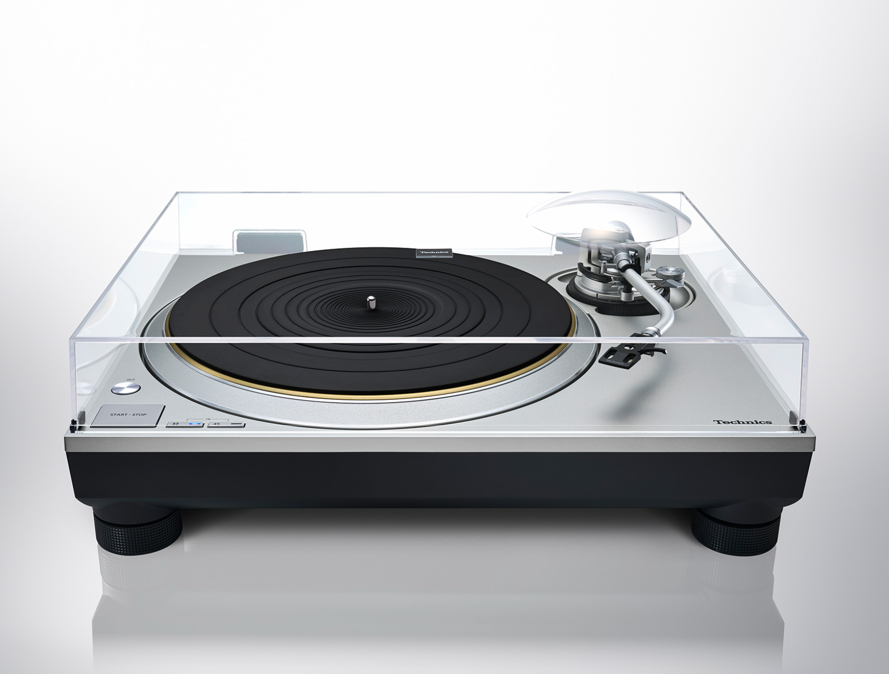 Technics SL-1300G Grand Class Turntable in silver with dust cover