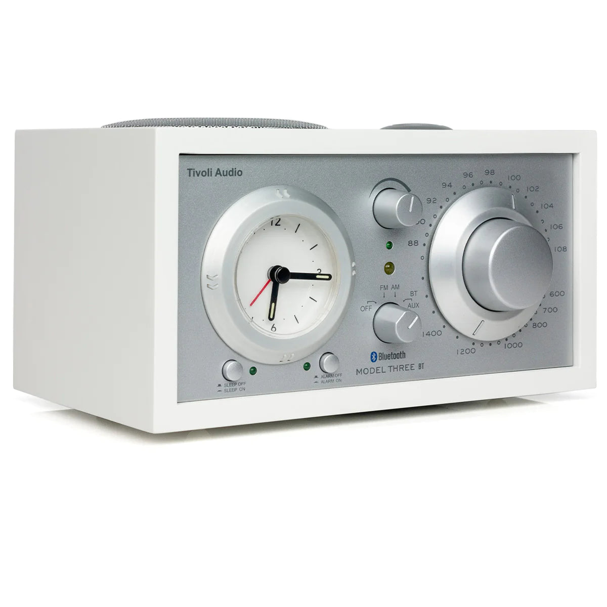 The Tivoli Audio Model Three BT blends classic design, superior sound and Bluetooth connectivity. Side White Silver image
