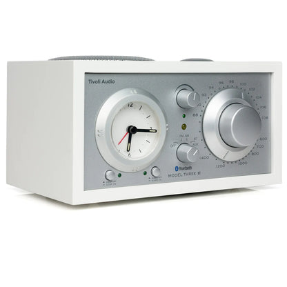The Tivoli Audio Model Three BT blends classic design, superior sound and Bluetooth connectivity. Side White Silver image